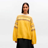 GANNI A1070077 Brushed Alpaca Intarsia Sweater - Blazing Yellow