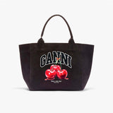 GANNI B2110038 Medium Trapeze Shopper Cherry printed - Phantom