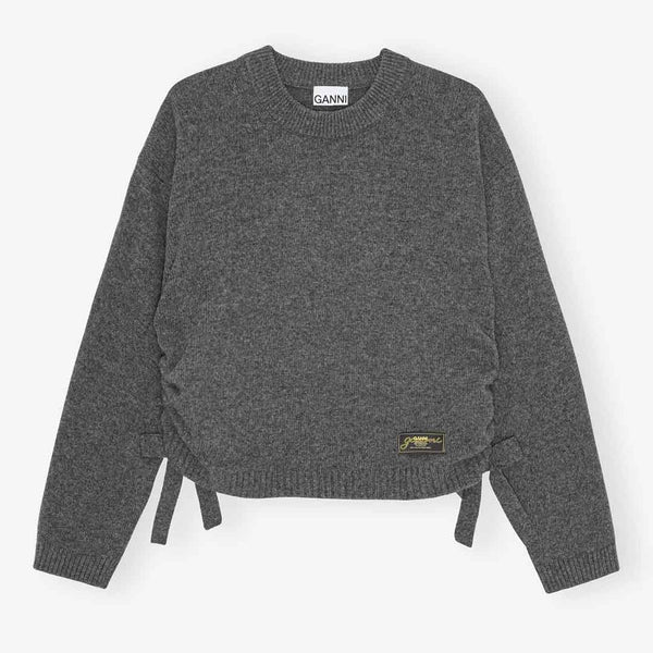 GANNI K2569 Wool Mix Oversized O-neck sweater - grå