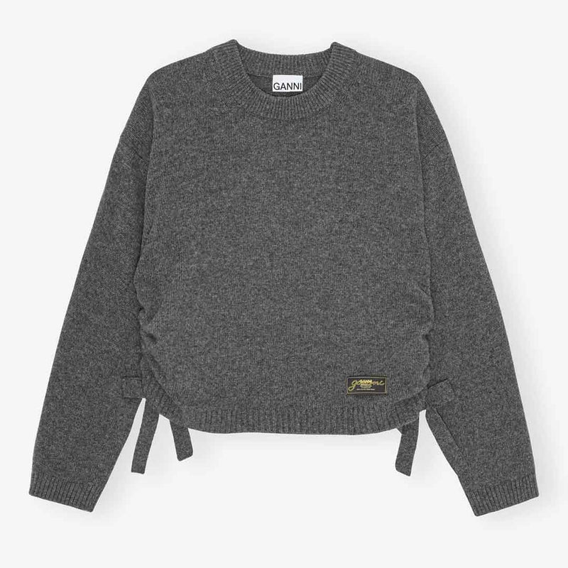 GANNI K2569 Wool Mix Oversized O-neck sweater - grå