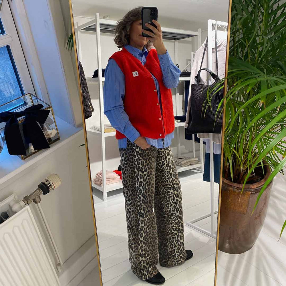 GANNI bukser: J1527 Izey jeans - leopard ♥ Køb Ganni Online