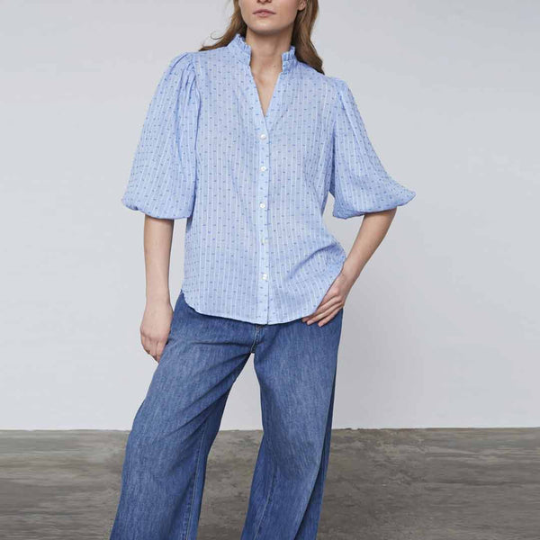 LOVE & DIVINE love456-7 bluse - Blue dot