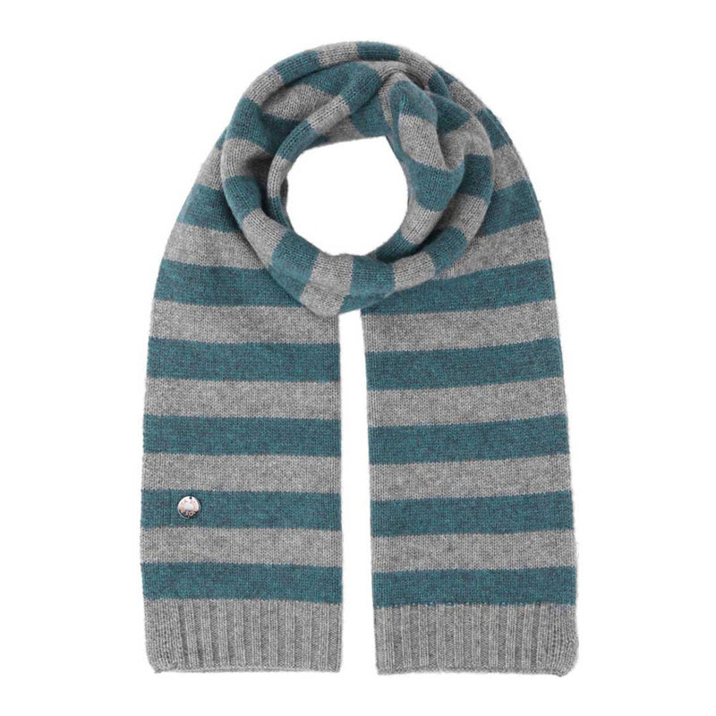BETA STUDIOS Lareen striped cashmere tørklæde - grey melange/pascific green