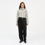 SKALL STUDIO Nessa T-neck Bluse - Ecru/Navy Stripe