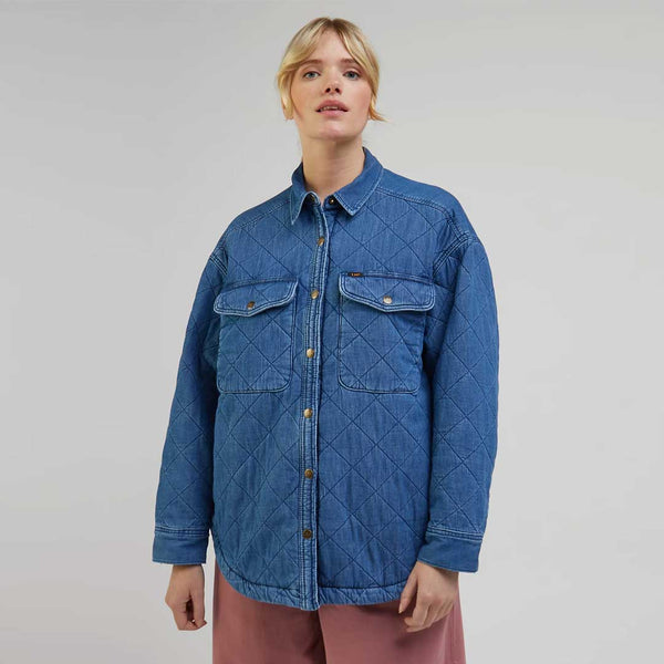 LEE Quilted Overshirt jakke - Mid cascade blå