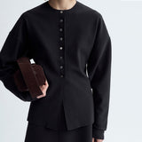 BIRROT Lay2 Round-Neck cardigan - Anthracite