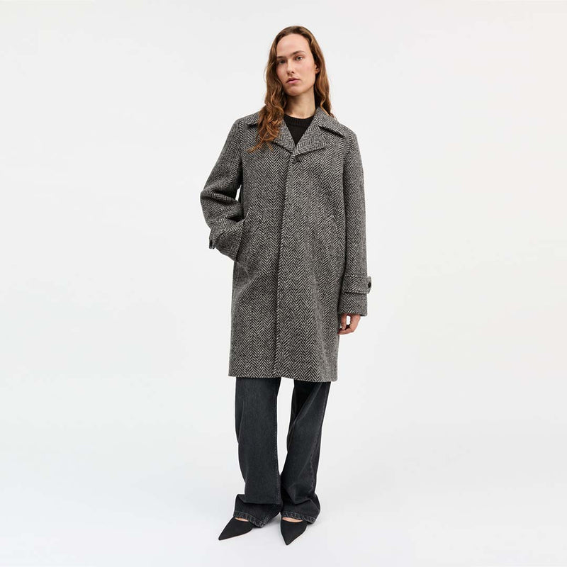 SKALL STUDIO Thea frakke - black/beige herringbone