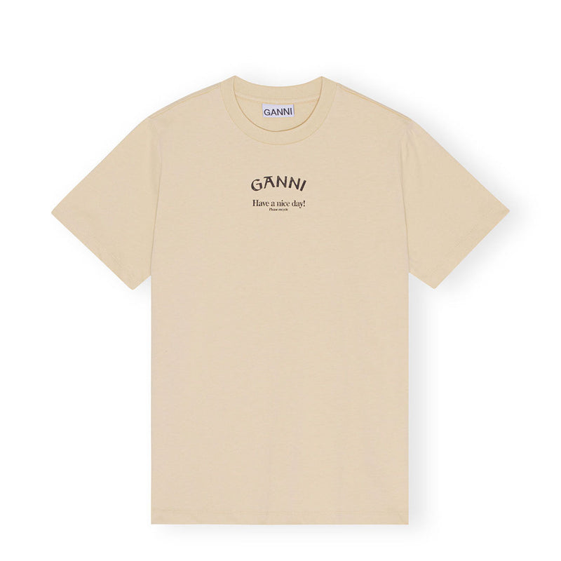 GANNI T3531 Basic relaxed t-shirt - pale khaki