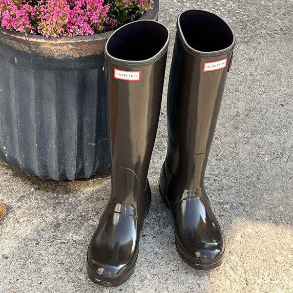 HUNTER Original Tall Gloss gummistøvler - Chocolate brown