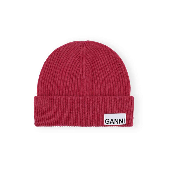 GANNI A5984 Light Structured Rib Beanie hue - raspberry wine