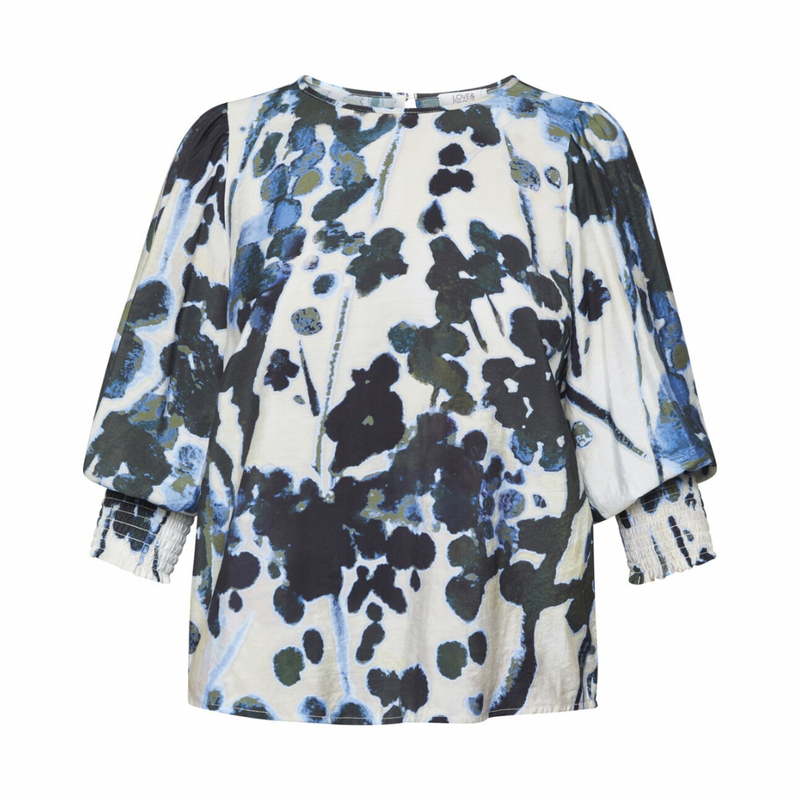 Blå mønstret Love & Divine bluse