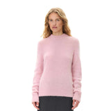 GANNI K2272 Brushed Alpaca o-neck strik - chalk pink