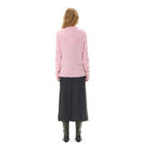 GANNI K2272 Brushed Alpaca o-neck strik - chalk pink