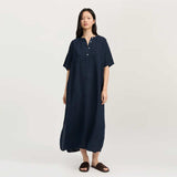 AIAYU Cille Linen kjole - Navy