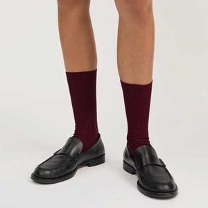 AIAYU Cotton Rib strømper - Bordeaux