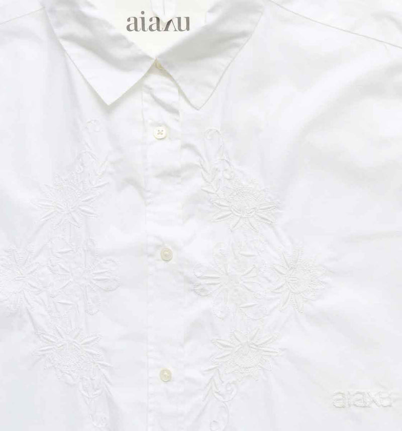AIAYU Skjorte embroidery - hvid
