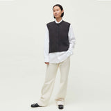 AIAYU Elva vest - dark brown melange