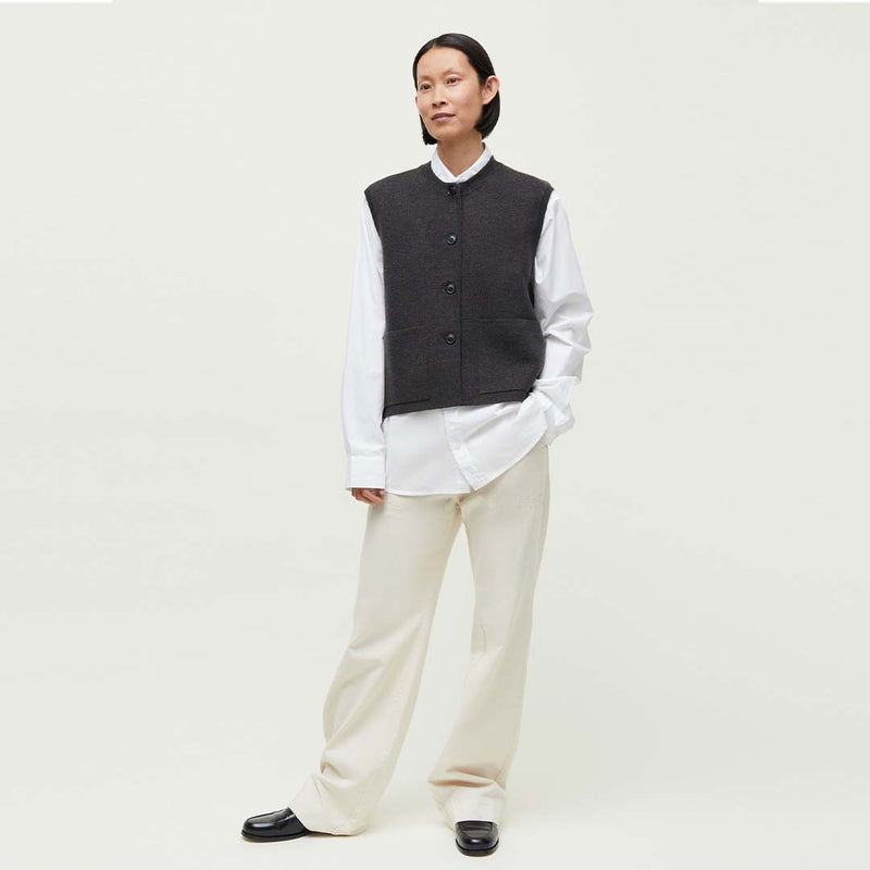 AIAYU Elva vest - dark brown melange