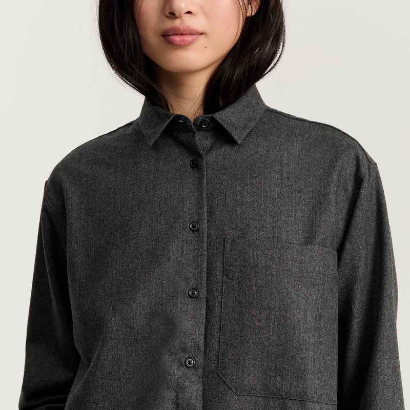 AIAYU Lynette fine wool skjorte - dark grey