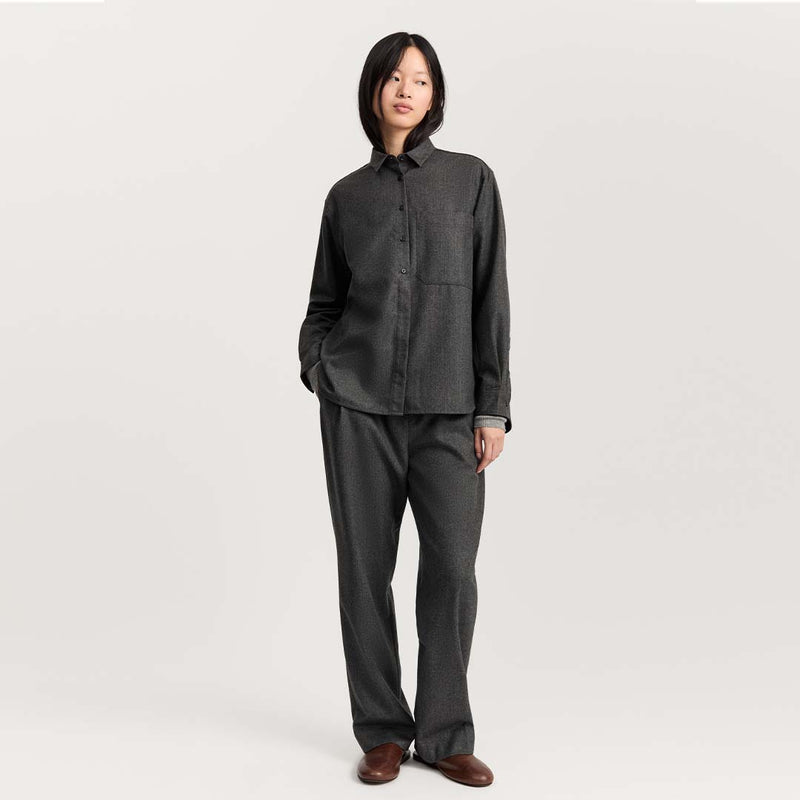 AIAYU Lynette fine wool skjorte - dark grey