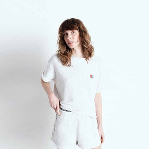 Lysegrå sweat t-shirt med logo fra American Vintage