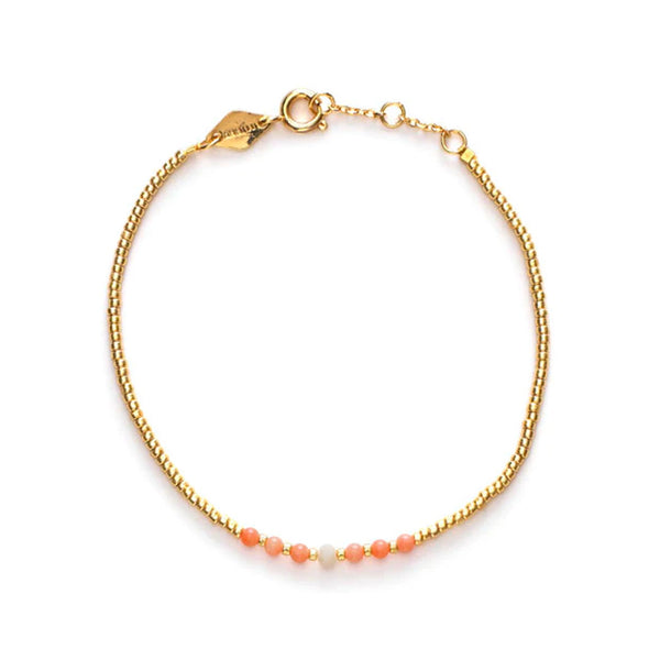 ANNI LU Bead & Gem armbånd - Blossom lyserøde glasperler
