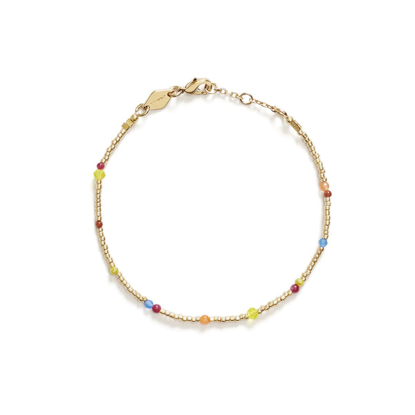 ANNI LU Golden Sands armbånd - gyldne og farvede perler