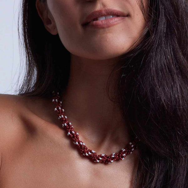 ANNI LU Rodeo halskæde - deep burgundy