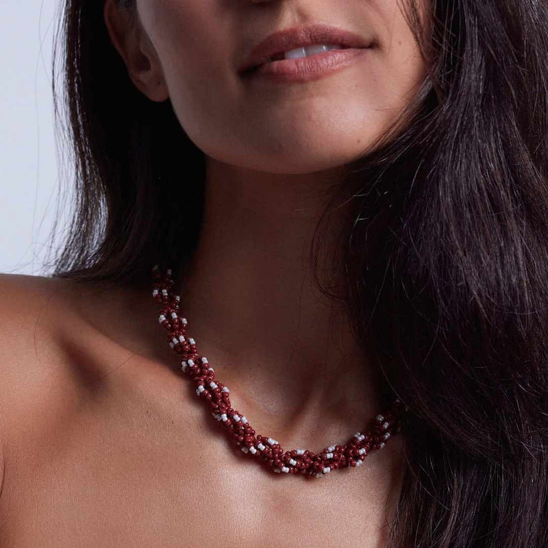 ANNI LU Rodeo halskæde - deep burgundy