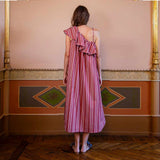 APOF Ilise One Shoulder kjole - Berry stripe