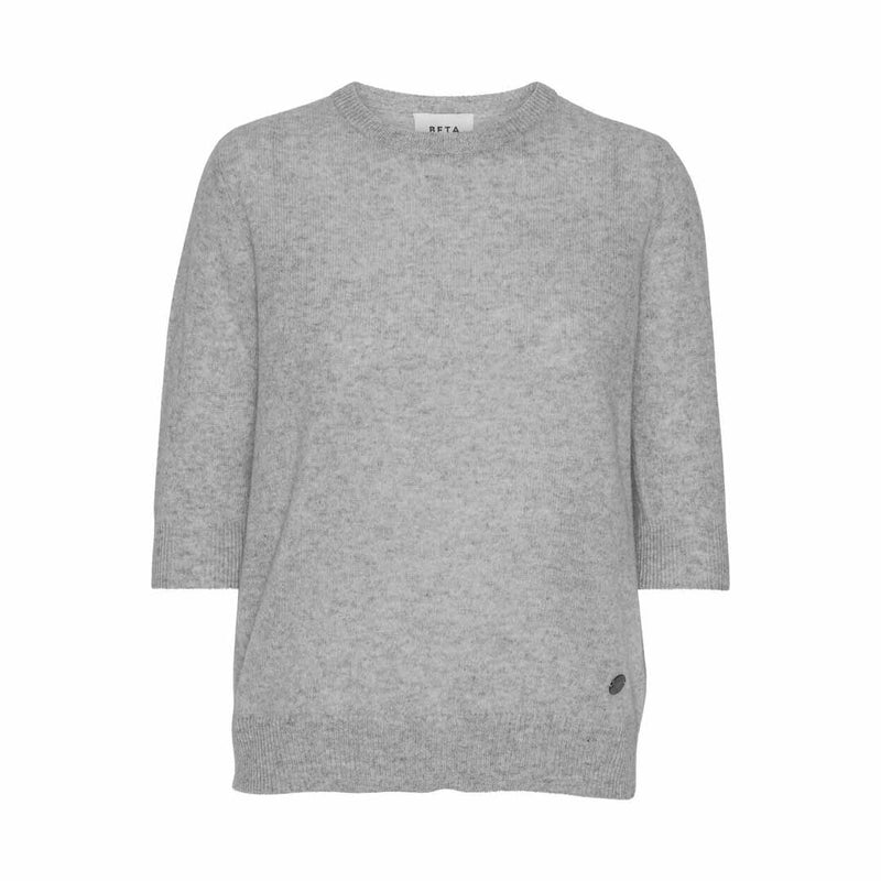 BETA STUDIOS Lady Sleeve o-neck cashmere strik - light grey