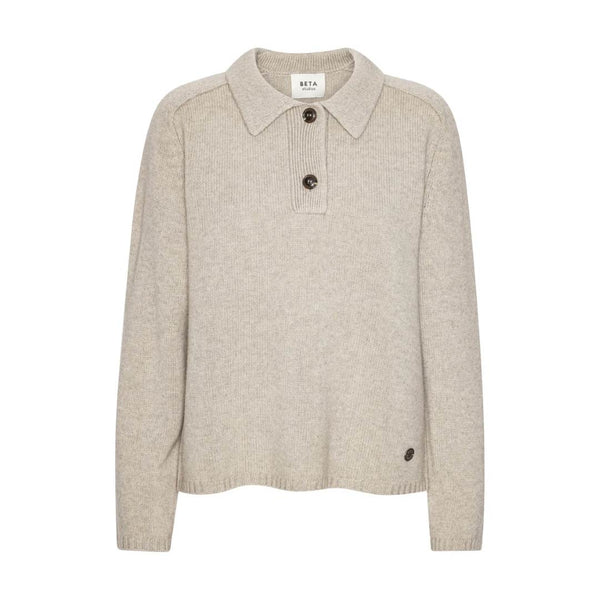 BETA STUDIOS Louise Polo cashmere bluse - sand
