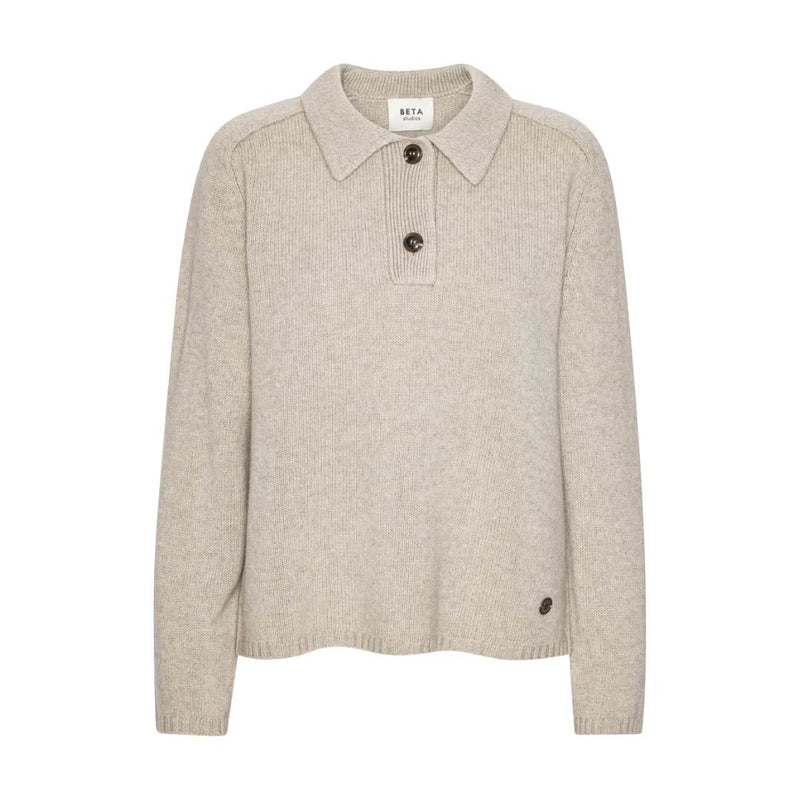 BETA STUDIOS Louise Polo cashmere bluse - sand