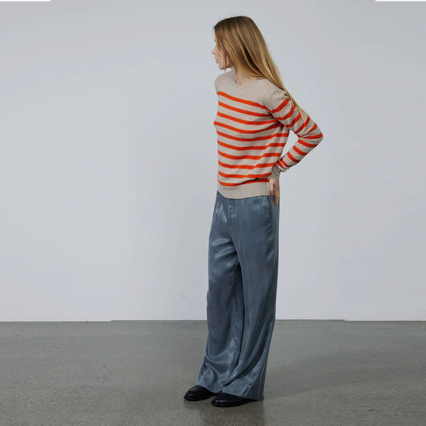 BETA STUDIOS Bibi striped cashmere strik - sand/orange
