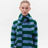 BETA STUDIOS Madeleine Striped cashmere Scarf - Fir Green/Turtle Dove Blue