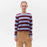 BETA STUDIOS Margot Stripe cashmere strik - Cerulean Blue/Pomegranate
