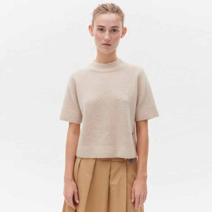 BETA STUDIOS Mie Short Sleeve cashmere strik - Eco Alabast White
