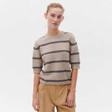 BETA STUDIOS Mille Short Sleeve strik - Sand Melange/Walnut
