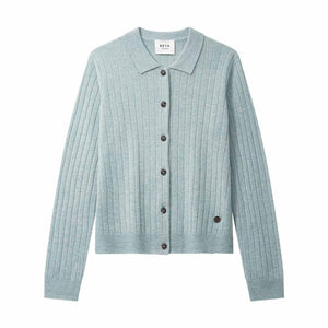 BETA STUDIOS Nete Polo cashmere Cardigan - Pearl Blue