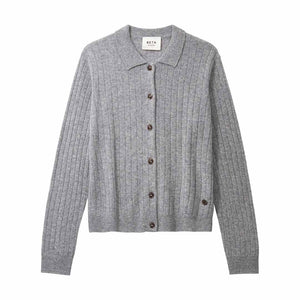 BETA STUDIOS Nete Polo cashmere Cardigan - Grey Melange