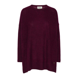 BETA STUDIOS Berta Oversize O-Neck Cashmere Strik Bluse - Egg Plant