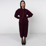 BIRROT Lay3 Point Collar Polo cardigan - Maroon