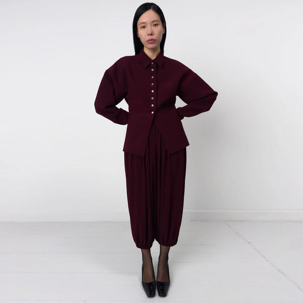 BIRROT Lay3 Point Collar Polo cardigan - Maroon