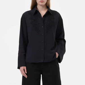 CLOSED Embroidered skjorte - sort