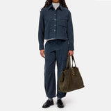 CLOSED Cropped Oversized skjorte - Storm Blue fløjl