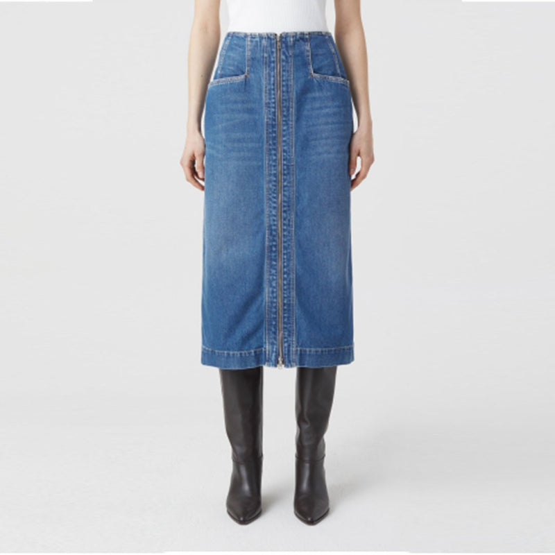CLOSED Denim nederdel med lynlås - mid blue