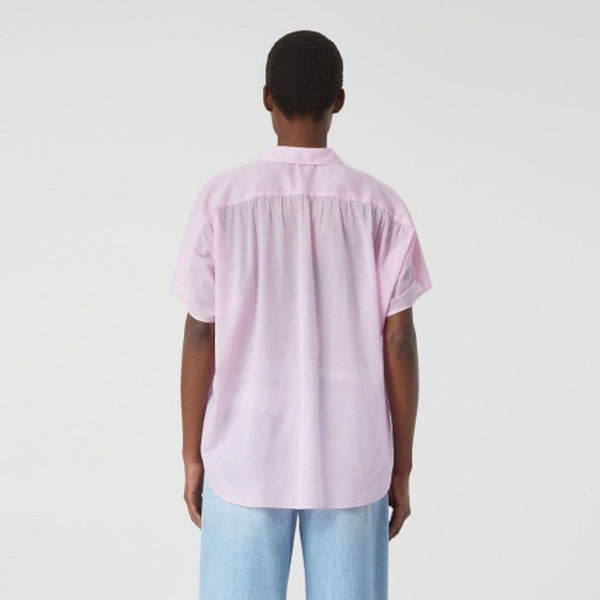 CLOSED Gathered skjorte top - dahlia pink