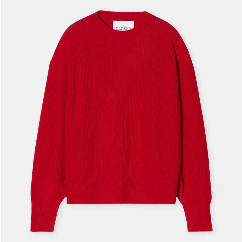 CLOSED Cropped crew neck strik - chilli pepper rød