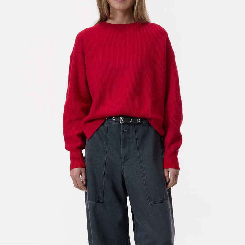 CLOSED Cropped crew neck strik - chilli pepper rød