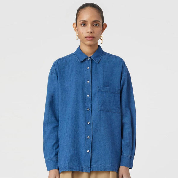CLOSED skjorte med slids - mid blue
